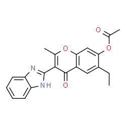 ChemSpider 2D Image | 3-(1H-Benzimidazol-2-yl)-6-ethyl-2-methyl-4-oxo-4H-chromen-7-yl acetate | C21H18N2O4