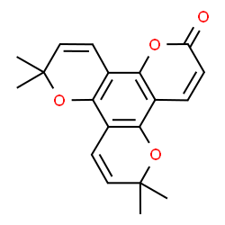 ChemSpider 2D Image | 6,6,10,10-Tetramethyl-2H,6H,10H-dipyrano[2,3-f:2',3'-h]chromen-2-one | C19H18O4