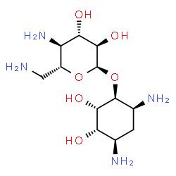 ChemSpider 2D Image | (1S,2S,3S,4R,6S)-4,6-Diamino-2,3-dihydroxycyclohexyl 4,6-diamino-4,6-dideoxy-alpha-D-glucopyranoside | C12H26N4O6