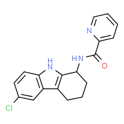 ChemSpider 2D Image | N-(6-Chloro-2,3,4,9-tetrahydro-1H-carbazol-1-yl)-2-pyridinecarboxamide | C18H16ClN3O