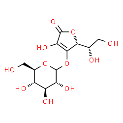 ChemSpider 2D Image | (5R)-5-[(1S)-1,2-Dihydroxyethyl]-3-hydroxy-4-{[(3R,4S,5S,6R)-3,4,5-trihydroxy-6-(hydroxymethyl)tetrahydro-2H-pyran-2-yl]oxy}-2(5H)-furanone | C12H18O11