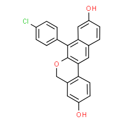 ChemSpider 2D Image | 7-(4-Chlorophenyl)-5H-dibenzo[c,g]chromene-3,9-diol | C23H15ClO3