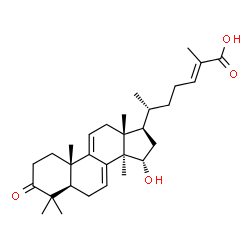 ChemSpider 2D Image | (15alpha,24E)-15-Hydroxy-3-oxolanosta-7,9(11),24-trien-26-oic acid | C30H44O4