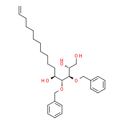 ChemSpider 2D Image | (2R,3R,4R,5S)-3,4-Bis(benzyloxy)-15-hexadecene-1,2,5-triol | C30H44O5