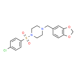 ChemSpider 2D Image | 1-(1,3-Benzodioxol-5-ylmethyl)-4-[(4-chlorophenyl)sulfonyl]piperazine | C18H19ClN2O4S