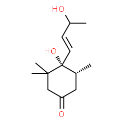 ChemSpider 2D Image | (4S,5R)-4-Hydroxy-4-[(1E)-3-hydroxy-1-buten-1-yl]-3,3,5-trimethylcyclohexanone | C13H22O3