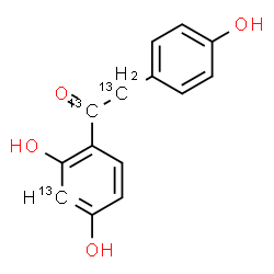 ChemSpider 2D Image | 1-[2,4-Dihydroxy(3-~13~C)phenyl]-2-(4-hydroxyphenyl)(~13~C_2_)ethanone | C1113C3H12O4