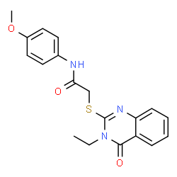 ChemSpider 2D Image | 2-[(3-Ethyl-4-oxo-3,4-dihydro-2-quinazolinyl)sulfanyl]-N-(4-methoxyphenyl)acetamide | C19H19N3O3S