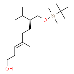 ChemSpider 2D Image | (3E,7S)-7-({[Dimethyl(2-methyl-2-propanyl)silyl]oxy}methyl)-4,8-dimethyl-3-nonen-1-ol | C18H38O2Si