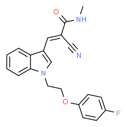 ChemSpider 2D Image | (2E)-2-Cyano-3-{1-[2-(4-fluorophenoxy)ethyl]-1H-indol-3-yl}-N-methylacrylamide | C21H18FN3O2