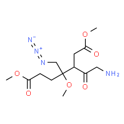 ChemSpider 2D Image | Methyl 3-(aminoacetyl)-5-azido-2,3,5-trideoxy-4-C-(3-methoxy-3-oxopropyl)-4-O-methylpentonate | C13H22N4O6