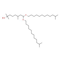 ChemSpider 2D Image | 2,6-Dimethyl-8,8-bis[(11-methyldodecyl)oxy]-2-octanol | C36H74O3
