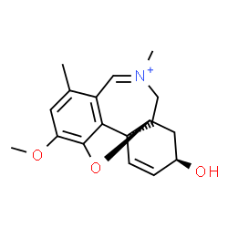 ChemSpider 2D Image | (4aS,6R,8aS)-6-Hydroxy-3-methoxy-1,11-dimethyl-5,6,9,10-tetrahydro-4aH-[1]benzofuro[3a,3,2-ef][2]benzazepin-11-ium | C18H22NO3