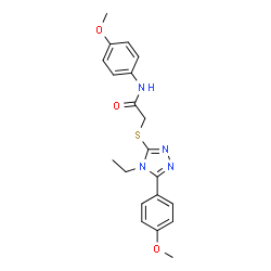 ChemSpider 2D Image | 2-{[4-Ethyl-5-(4-methoxyphenyl)-4H-1,2,4-triazol-3-yl]sulfanyl}-N-(4-methoxyphenyl)acetamide | C20H22N4O3S