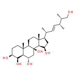 ChemSpider 2D Image | (3beta,4beta,5alpha,6alpha,15beta,22E,24R,25S)-Ergost-22-ene-3,4,6,8,15,26-hexol | C28H48O6