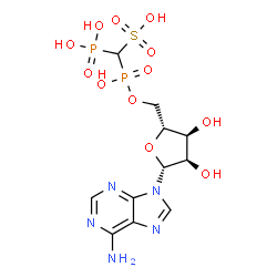 ChemSpider 2D Image | 5'-O-{Hydroxy[phosphono(sulfo)methyl]phosphoryl}adenosine | C11H17N5O12P2S