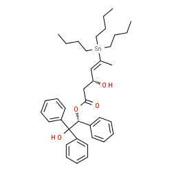 ChemSpider 2D Image | (1R)-2-Hydroxy-1,2,2-triphenylethyl (3R,4E)-3-hydroxy-5-(tributylstannyl)-4-hexenoate | C38H52O4Sn