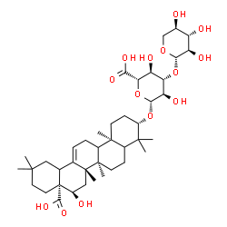 ChemSpider 2D Image | (3beta,5xi,9xi,16alpha,18xi)-16,28-Dihydroxy-28-oxoolean-12-en-3-yl 3-O-beta-D-xylopyranosyl-beta-D-glucopyranosiduronic acid | C41H64O14