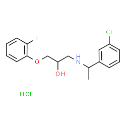 ChemSpider 2D Image | 1-{[1-(3-Chlorophenyl)ethyl]amino}-3-(2-fluorophenoxy)-2-propanol hydrochloride (1:1) | C17H20Cl2FNO2