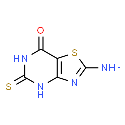 ChemSpider 2D Image | 2-Amino-5-thioxo-5,6-dihydro[1,3]thiazolo[4,5-d]pyrimidin-7(4H)-one | C5H4N4OS2