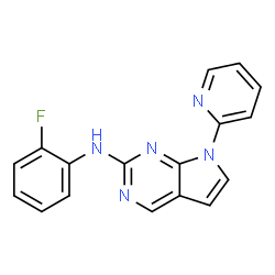 ChemSpider 2D Image | N-(2-Fluorophenyl)-7-(2-pyridinyl)-7H-pyrrolo[2,3-d]pyrimidin-2-amine | C17H12FN5