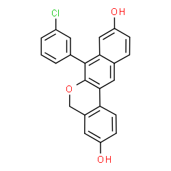 ChemSpider 2D Image | 7-(3-Chlorophenyl)-5H-dibenzo[c,g]chromene-3,9-diol | C23H15ClO3