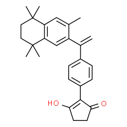 ChemSpider 2D Image | 3-Hydroxy-2-{4-[1-(3,5,5,8,8-pentamethyl-5,6,7,8-tetrahydro-2-naphthalenyl)vinyl]phenyl}-2-cyclopenten-1-one | C28H32O2