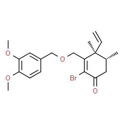 ChemSpider 2D Image | (4S,5R)-2-Bromo-3-{[(3,4-dimethoxybenzyl)oxy]methyl}-4,5-dimethyl-4-vinyl-2-cyclohexen-1-one | C20H25BrO4