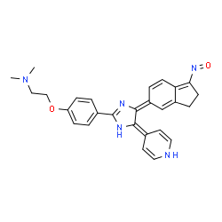 ChemSpider 2D Image | N,N-dimethyl-2-[4-[4-(1-nitroso-2,3-dihydroinden-5-ylidene)-5-(1H-pyridin-4-ylidene)-1H-imidazol-2-yl]phenoxy]ethanamine | C27H27N5O2