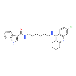 ChemSpider 2D Image | N-{6-[(6-Chloro-1,2,3,4-tetrahydro-9-acridinyl)amino]hexyl}-1H-indole-3-carboxamide | C28H31ClN4O