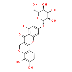 ChemSpider 2D Image | 3,4,8-Trihydroxy-7-oxo-6H,7H-chromeno[4,3-b]chromen-10-yl beta-D-glucopyranoside | C22H20O12