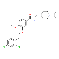 ChemSpider 2D Image | 3-[2-(2,4-Dichlorophenyl)ethoxy]-N-[(1-isopropyl-4-piperidinyl)methyl]-4-methoxybenzamide | C25H32Cl2N2O3