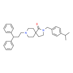 ChemSpider 2D Image | 8-(3,3-Diphenylpropyl)-2-(4-isopropylbenzyl)-2,8-diazaspiro[4.5]decan-1-one | C33H40N2O