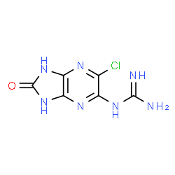 ChemSpider 2D Image | 1-(6-Chloro-2-oxo-2,3-dihydro-1H-imidazo[4,5-b]pyrazin-5-yl)guanidine | C6H6ClN7O