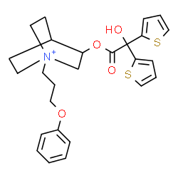 ChemSpider 2D Image | 3-[2-Hydroxy(di-2-thienyl)acetoxy]-1-(3-phenoxypropyl)-1-azoniabicyclo[2.2.2]octane | C26H30NO4S2