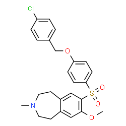 ChemSpider 2D Image | 7-({4-[(4-Chlorobenzyl)oxy]phenyl}sulfonyl)-8-methoxy-3-methyl-2,3,4,5-tetrahydro-1H-3-benzazepine | C25H26ClNO4S