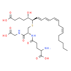 ChemSpider 2D Image | gamma-Glutamyl-S-[(4S,5R,6E,8E,10Z,13Z)-1-carboxy-4-hydroxy-6,8,10,13-nonadecatetraen-5-yl]-L-cysteinylglycine | C30H47N3O9S
