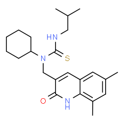 ChemSpider 2D Image | 1-Cyclohexyl-1-[(6,8-dimethyl-2-oxo-1,2-dihydro-3-quinolinyl)methyl]-3-isobutylthiourea | C23H33N3OS