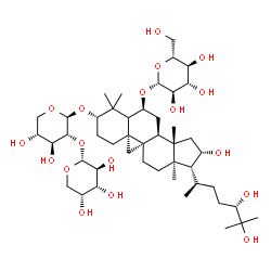 ChemSpider 2D Image | (3beta,5xi,6alpha,9beta,16beta,24S)-3-{[2-O-(alpha-D-Arabinopyranosyl)-beta-D-xylopyranosyl]oxy}-16,24,25-trihydroxy-9,19-cyclolanostan-6-yl beta-D-glucopyranoside | C46H78O18