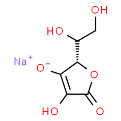 ChemSpider 2D Image | Sodium (2S)-2-[(1S)-1,2-dihydroxyethyl]-4-hydroxy-5-oxo-2,5-dihydro-3-furanolate (non-preferred name) | C6H7NaO6