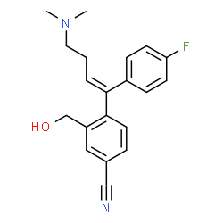 ChemSpider 2D Image | 4-[(1E)-4-(Dimethylamino)-1-(4-fluorophenyl)-1-buten-1-yl]-3-(hydroxymethyl)benzonitrile | C20H21FN2O