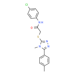 ChemSpider 2D Image | N-(4-Chlorophenyl)-2-{[4-methyl-5-(4-methylphenyl)-4H-1,2,4-triazol-3-yl]sulfanyl}acetamide | C18H17ClN4OS