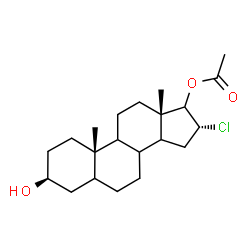 ChemSpider 2D Image | (3beta,8xi,9xi,14xi,16alpha)-16-Chloro-3-hydroxyandrostan-17-yl acetate | C21H33ClO3