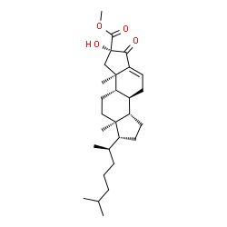 ChemSpider 2D Image | Methyl (2S,3aR,3bS,5aR,6R,8aS,8bS)-2-hydroxy-3a,5a-dimethyl-6-[(2R)-6-methyl-2-heptanyl]-1-oxo-1,2,3,3a,3b,4,5,5a,6,7,8,8a,8b,9-tetradecahydrodicyclopenta[a,f]naphthalene-2-carboxylate | C28H44O4