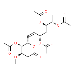 ChemSpider 2D Image | (1Z,3S,5R,6S)-1-[(2S,3S,4R)-3-Acetoxy-4-methoxy-6-oxotetrahydro-2H-pyran-2-yl]-1-heptene-3,5,6-triyl triacetate | C21H30O11