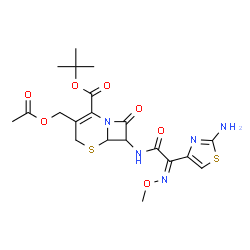 ChemSpider 2D Image | 2-Methyl-2-propanyl 3-(acetoxymethyl)-7-{[(2Z)-2-(2-amino-1,3-thiazol-4-yl)-2-(methoxyimino)acetyl]amino}-8-oxo-5-thia-1-azabicyclo[4.2.0]oct-2-ene-2-carboxylate | C20H25N5O7S2