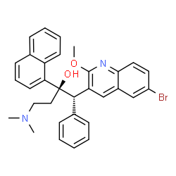 ChemSpider 2D Image | (1S,2R)-1-(6-Bromo-2-methoxy-3-quinolinyl)-4-(dimethylamino)-2-(1-naphthyl)-1-phenyl-2-butanol | C32H31BrN2O2