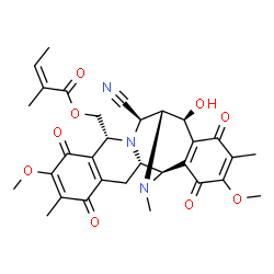 ChemSpider 2D Image | [(1R,2S,10R,12R,13R,14S)-12-Cyano-14-hydroxy-7,18-dimethoxy-6,17,21-trimethyl-5,8,16,19-tetraoxo-11,21-diazapentacyclo[11.7.1.0~2,11~.0~4,9~.0~15,20~]henicosa-4(9),6,15(20),17-tetraen-10-yl]methyl (2Z
)-2-methyl-2-butenoate | C31H33N3O9