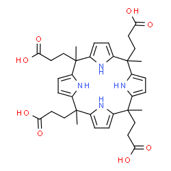 ChemSpider 2D Image | 3,3',3'',3'''-(5,10,15,20-Tetramethyl-5,10,15,20,22,24-hexahydroporphyrin-5,10,15,20-tetrayl)tetrapropanoic acid | C36H44N4O8