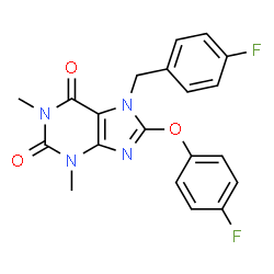 ChemSpider 2D Image | 7-(4-Fluorobenzyl)-8-(4-fluorophenoxy)-1,3-dimethyl-3,7-dihydro-1H-purine-2,6-dione | C20H16F2N4O3
